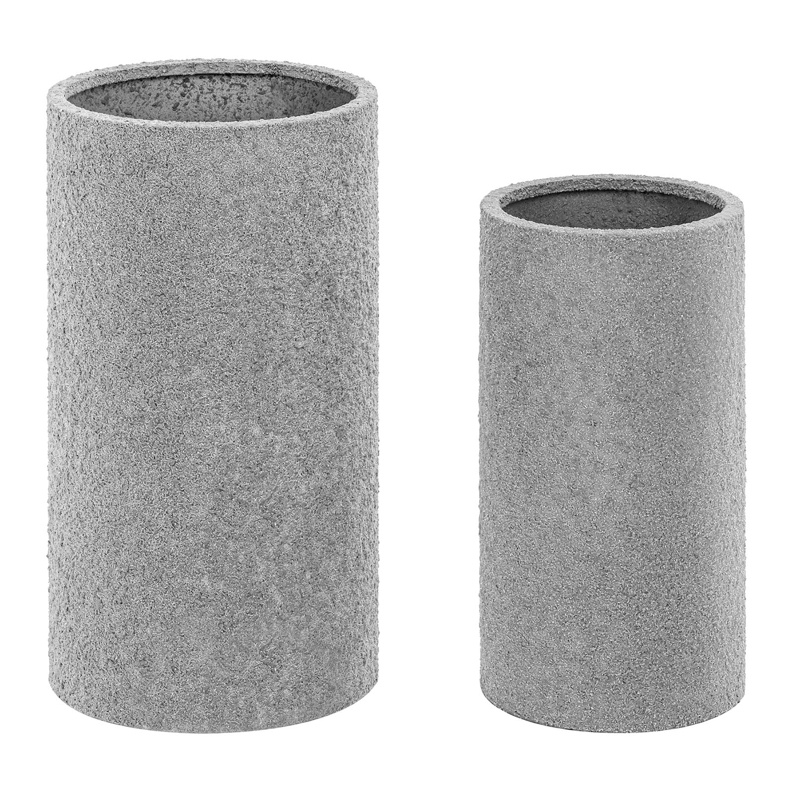 Pots de fleurs - lot de 2 - acier corten - rond - imitation pierre de grès - Royal Catering