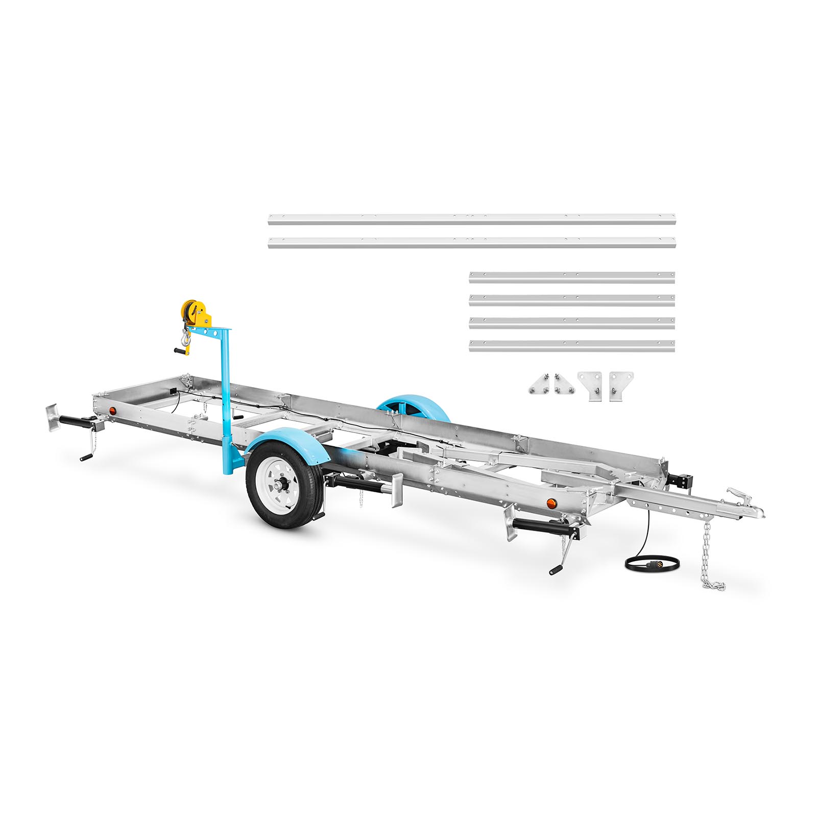 Remorque pour scierie mobile - jusqu'à 1 500 kg - 2 roues - 6 tréteaux de nivellement